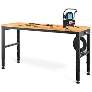VEVOR Banco da Lavoro per Officina in Legno Acciaio Tavolo da Lavoro Regolabile in Altezza da 72-97 cm per Garage, Officine, Negozi Commerciali, Officine di Riparazioni Automobilistiche, Uffici e Case