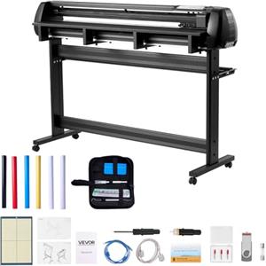 VEVOR Macchina da Taglio per Vinile, Larghezza di Alimentazione Max. 1350 mm, Doppie Lame, Forza Velocità Regolabili, Display LED, Set Stampante per Plotter da Taglio Vinile con Accessori e Software
