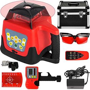 VEVOR Laser rotante professionale rosso max. area di lavoro 500 m, laser lineare, altimetro laser a 360 gradi, impermeabile e antipolvere, tempo di lavoro 20 ore con telecomando e occhiali protettivi