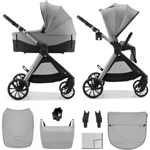 kk Kinderkraft Kinderkraft VESTO 2, passeggino 2 in 1, navicella, seduta reversibile, memory buttons, chiusura in entrambe le direzioni, ventilazione 3 zone, Grigio