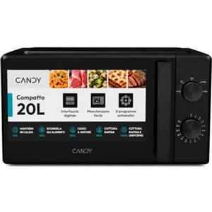 Candy Forno a Microonde 20 Litri, 700W, Nero | Libera Installazione, 5 Livelli di Potenza, Piatto Girevole, Funzione Defrost, Apertura Laterale, App hOn, CMW320SMB 011