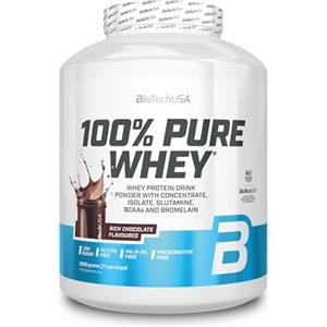 BioTechUSA 100% Pure Whey | proteine del siero da concentrato e isolato | Con BCAA e L-glutammina | enzimi bromelina | Basso contenuto di zucchero | 2 kg, Rich Chocolate