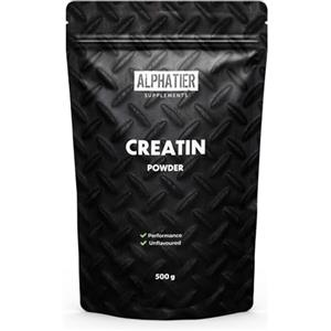 Alphatier Supplements Alphatier Creatina Monoidrato 500 g in Polvere pura al 99,99% | ad alto Dosaggio, ultra fine, vegana e neutra - Creatine Powder Mono Mesh 200 non aromatizzata