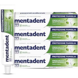 Mentadent Dentifricio Protezione Famiglia Freschezza Quotidiana, 4x75ml