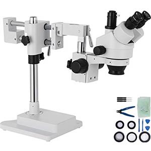 VEVOR Microscopio Stereo Simul-Focale 3.5X-90X Microscopio Stereo Trinoculare 360 ° Orientabile con Doppio Braccio