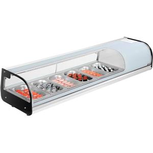 VEVOR Vetrina Refrigerata per Sushi Commerciale da 62 L, 6 Teglie con Vetro Curvo, Illuminazione a LED e Controllo Digitale della Temperatura, Frigorifero per Bancone Ristorante Negozio