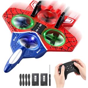 Flintosky Drone aereo telecomandato rosso in schiuma per bambini con luci LED | Galleggiamento automatico, clip 3D, 2 batterie, quadricottero sicuro, adatto a ragazzi, ragazze e piloti principianti