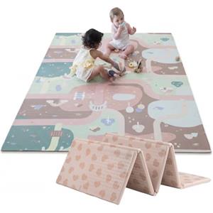 BÉABA, Tappeto per la Motricità XXL 200x150 cm, Reversibile, Pieghevole | 2 lati, schiuma ad alta densità 1,5 cm, impermeabile, facile da pulire, borsa da trasporto, tappeto gioco