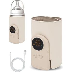 Wotrilw 1 Pezzo Scaldabiberon Portatile, Scalda Biberon Neonato USB senza Fili con Display LCD, Batteria 8000 mAh, 6 Temperature Regolabili e Isolamento Termico per Casa, Viaggi, Aereo, Auto, Outdoor