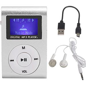OKJHFD Lettore musicale MP3, mini lettore musicale MP3 portatile Sport BackClip Schermo LCD Supporto MP3 Scheda di memoria per corsa e sport (Argento)