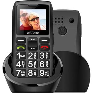artfone C1+ Telefono Cellulare per Anziani, Tasti Grandi,Doppia SIM, USB-C,Volume alto, Funzione SOS, Chiamata Rapida,Funzione di orario, Batteria da 1800 mAh, Base di Ricarica, 1.8 Display, FM Radio