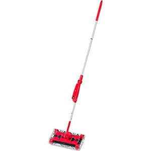 Relaxdays Scopa Elettrica a Batteria con Caricatore, Rosso Argento | Testa Snodata Accessorio Facile da Usare, Regolabile