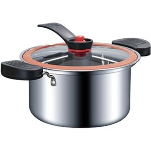 ModLuvano Pentola a cottura lenta a pressione in acciaio inox antiaderente da 3,5 l, progettata per stufati su fornelli a fiamma libera e piani cottura elettrici (argento)