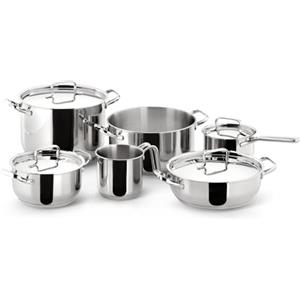 Lagostina Sfiziosa, Set di Pentole Acciaio Inox 18/10, 10 Pezzi | Fondo Lagoseal Plus Triplo Strato, Comprende 4 Casseruole, Pentola, Bollilatte, 4 Coperchi, Per Induzione, Gas e Forno