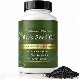 Generico Capsule di olio di semi neri, 5% timochinone, spremuto a freddo | Supporto per l'equilibrio digestivo e il benessere quotidiano, senza OGM, senza glutine, senza soia.