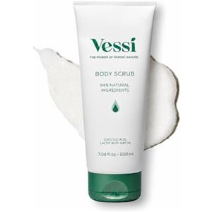 Vessi Scrub Corpo Nordico Esfoliante con 10% AHA e Olio di Avena, 200 ml | 10% AHA con acido glicolico e lattico. Esfolia e leviga la pelle secca e ruvida, migliorandone la texture.