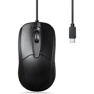 Perixx PERIMICE-209C - Mouse ottico con cavo USB tipo C, cavo da 1,2 m, 1000 DPI, colore: Nero