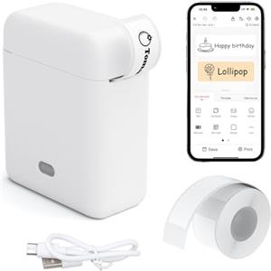 GeekerChip Etichettatrice Bluetooth Portatile,Stampante per Etichette Termica Senza Inchiostro con 1 Rotolo di Etichette Impermeabili 14 x 30 mm,per Casa,Ufficio,Scuola e Negozio