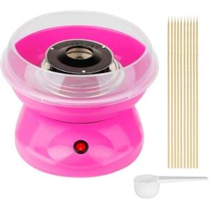 Generico Macchina per Zucchero Filato Elettrica 500W, Cotton Candy Machine Portatile con 10 Bastoncini e Cucchiaio Dosatore, per Feste, Party e Compleanni, Rosa