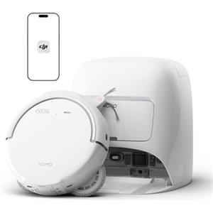 DJI ROMO S robot aspirapolvere e lavapavimenti | Aspirazione da 25.000 Pa, rilevamento ostacoli a livello di drone, Spazzola anti-groviglio, Lavaggio automatico del mop