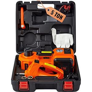 VEVOR Kit di Attrezzi per Martinetto Idraulico Sollevatore per Riparazione dell'Auto Veicolo Carico Massimo 5 Tonnellate Corrente CC 12V 180W 15A Pressione 10bar, Cassetta di Attrezzi per Martinetto