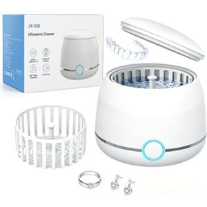 WRIYES 45kHz Pulitore Ultrasuoni, per la pulizia di allineatori dentali e apparecchi di contenzione, Pulitore Ultrasuoni Apparecchio Denti adatto anche per bite dentale,dentiere,ecc