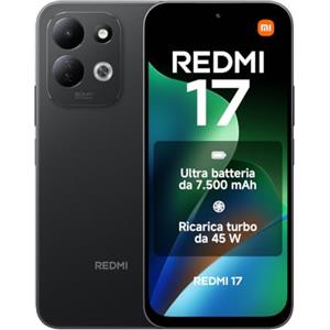 XIAOMI REDMI 17, Smartphone 4+128GB, Nero, Batteria 7500 mAh, Ricarica 45W | Resistente Corning® Gorilla® Glass 7i, Display Immersivo 6,9″, Potente MediaTek Helio G91-Ultra, Doppia Fotocamera AI 50MP