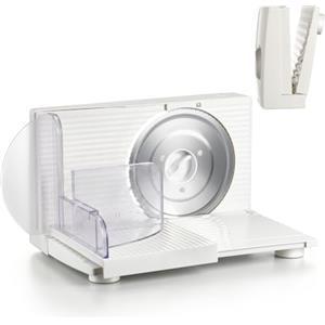 Yabano Affettatrice Elettrica Pieghevole 150W, Bianco | Affettatrice Pane e Salumi, Lama Dentellata 17cm Inox, Spessore 0-15mm, Pulsante Sicurezza, Compatta e Facile da Pulire