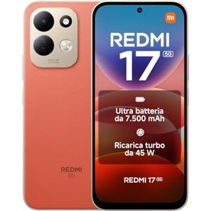 XIAOMI REDMI 17 5G, Smartphone 4+256GB, Arancione, Batteria 7500mAh, Ricarica 45W | Snapdragon® 4 Gen 5 5G, Resistente Corning® Gorilla® Glass 7i, Display Immersivo 6,9″, Sistema a Doppia Fotocamera AI da 50MP