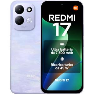 XIAOMI REDMI 17, Smartphone 4+256GB, Viola Loto, Batteria 7500 mAh, Ricarica 45W | Resistente Corning® Gorilla® Glass 7i, Display Immersivo 6,9″, Potente MediaTek Helio G91-Ultra, Doppia Fotocamera AI 50MP