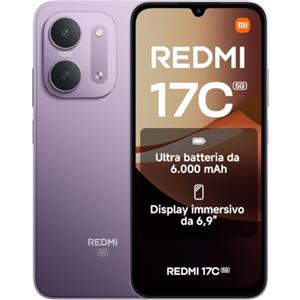 XIAOMI REDMI 17C 5G, Smartphone 4+128GB, Viola, Batteria 6000mAh, Ricarica 33W | Display Immersivo 6,9" 120 Hz, Fotocamera AI 50MP, MediaTek Dimensity 6300, Fino a 105 Ore di Riproduzione Musicale