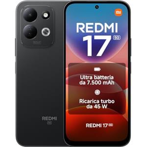 XIAOMI REDMI 17 5G, Smartphone 4+128GB, Nero, Batteria 7500mAh, Ricarica 45W | Snapdragon® 4 Gen 5 5G, Resistente Corning® Gorilla® Glass 7i, Display Immersivo 6,9″, Sistema a Doppia Fotocamera AI da 50MP