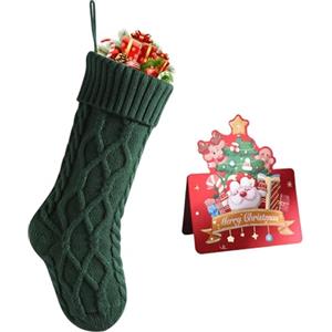 meioro Calze di Natale, 46CM Calza Natalizia Grande in Maglia, Decorazioni per Calze da Appendere al Camino, Calze Befana Jacquard, Albero di Natale da Appendere per Feste Natalizie (Verde, 1 Pezzo)