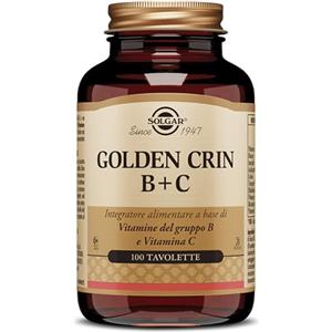 Solgar Golden Crin B+C 100 Tavolette Vitamine B e C Energia | Formula con vitamine del gruppo B e vitamina C per il metabolismo energetico e il normale funzionamento del sistema nervoso.