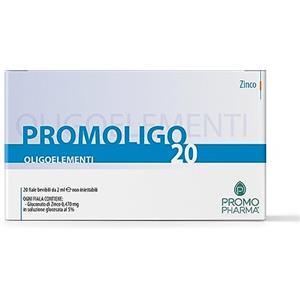 PromoPharma Promoligo 20 - Zinco - Oligoelementi Essenziali - Zinco - senza glutine - 20 fiale da 2 ml