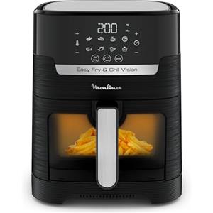 Moulinex Easy Fry & Grill Vision, Friggitrice ad Aria 4.2 L, EZ5068 | con Griglia Elettrica, Fino a 6 Persone, Tecnologia Grill e Extra Crisp, Griglia Removibile, App per Ricette