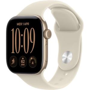Apple Watch Series 12 GPS 42 mm Smartwatch | Cassa in alluminio color oro chiaro con cinturino Sport sabbia - S/M