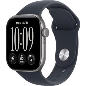 Apple Watch Series 12 GPS 42 mm Smartwatch | Cassa in alluminio grigio siderale con cinturino Sport blu marino - S/M