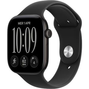 Apple Watch Series 12 GPS 46 mm Smartwatch | Cassa in alluminio nero con cinturino Sport nero - S/M