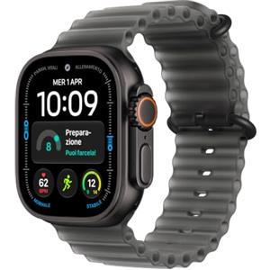 Apple Watch Ultra 4 GPS + Cellular 49 mm | Cassa in titanio nero con cinturino Ocean nero traslucido