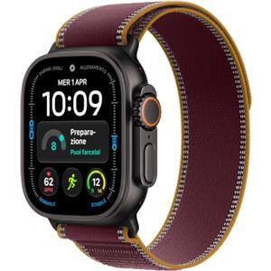 Apple Watch Ultra 4 GPS + Cellular 49 mm | Cassa in titanio nero con Trail Loop borgogna - M/L