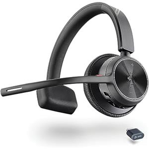 PLT Poly Voyager 4310 UC, Cuffia Monoaurale Senza Filo, Connessione Bluetooth e USB-C BT700, Cancellazione Rumore, Cuscinetto in Similpelle, Autonomia 24 Ore, Compatibile con Windows 10 e macOS, Nero