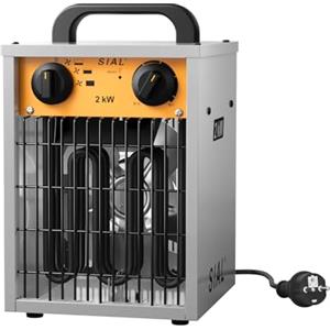 SIAL Industriale Riscaldamento 2000 W - Termoventilatore - Radiatore Elettrico - Adatto per Cantieri, Negozi, Garage, Scantinati(Argenteo)