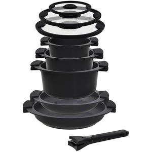 Tognana Batteria Di Pentole e Padelle 8 Pezzi Avantspace Nero