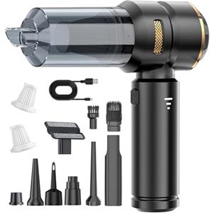 Guyisile Aspirabriciole Senza Fili,22000Pa Aspirapolvere Auto,3 Velocità,4 in 1 Aspiratore e Soffiatore con Motore Brushless,6000mAh Spray ad aria Compressa,Mini Potente per Auto Casa Ufficio Peli di Domestici