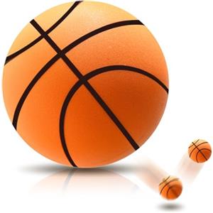 LOMUG Palla da basket silenziosa da 24 cm, altamente elastica, taglia 7, per interni, silenziosa, in schiuma, per allenamento in camera, leggera