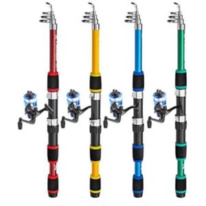Vibsky Set completo di canna da pesca telescopica con mulinello, canna da pesca leggera in fibra di carbonio con ingranaggio da spinning, motivo mimetico, custodia per il trasporto inclusa per pesca