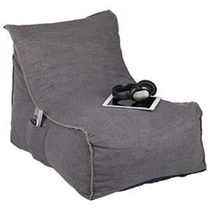 Relaxdays Poltrona Sacco XXL, con Schienale, Pouf Gigante da Terra, Adulti, per Interni, Imbottita in Gommapiuma, Grigia