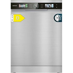 Cecotec Lavastoviglie Compatto 60cm Bolero Aguazero 6320 Inox D. 1900W, 15 Coperti, 8 Programmi, Schermo FullColor XXL, Smart Wash, Turbo Dry+, AutoClean, Mezza Carica, Avvio Ritardato, ChildLock