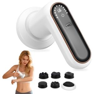 HuuppHip Massaggiatore Anticellulite Elettrico con Calore per Pancia e Gambe | Drenaggio linfatico wireless con 3 modalità, 6 livelli e 5 testine Massaggio profondo per rassodare e modellare il corpo